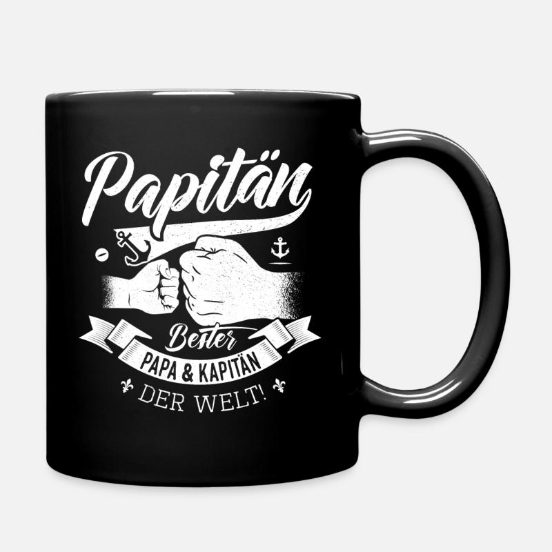 Papitän Kapitän Bester Papa Geschenk Geburtstag - Tasse einfarbig - Schwarz