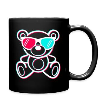 Teddy Bear Tiktok🔴🔵 - Full Colour Mug - black - Right