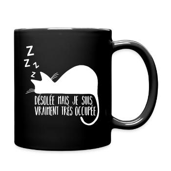 Cadeau drôle chat chaton mignon dodo flemme - Mug uni - noir - Droite