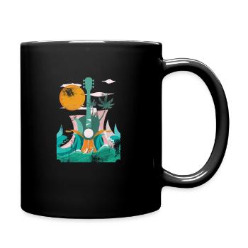 Vintage Sommer Gitarre bunt Festival Geschenk - Tasse einfarbig - Schwarz - Rechts