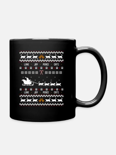 Katzen Weihnachten Ugly Christmas - Tasse einfarbig - Schwarz