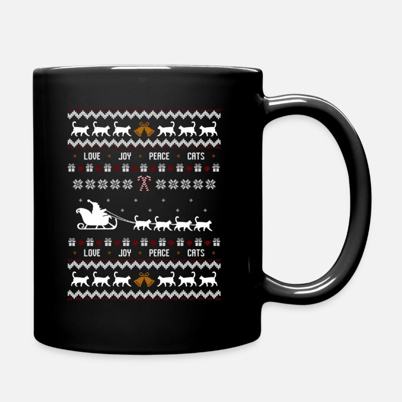 Katzen Weihnachten Ugly Christmas - Tasse einfarbig - Schwarz