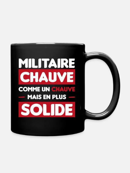 Cadeau drôle chauve militaire armée. - Mug uni - noir
