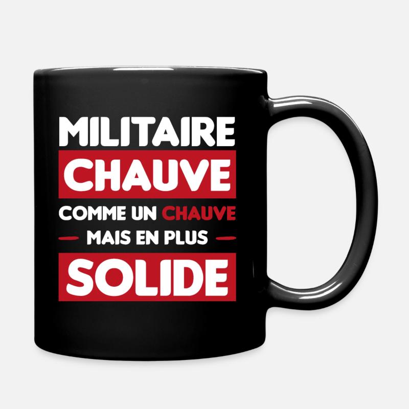 Cadeau drôle chauve militaire armée. - Mug uni - noir