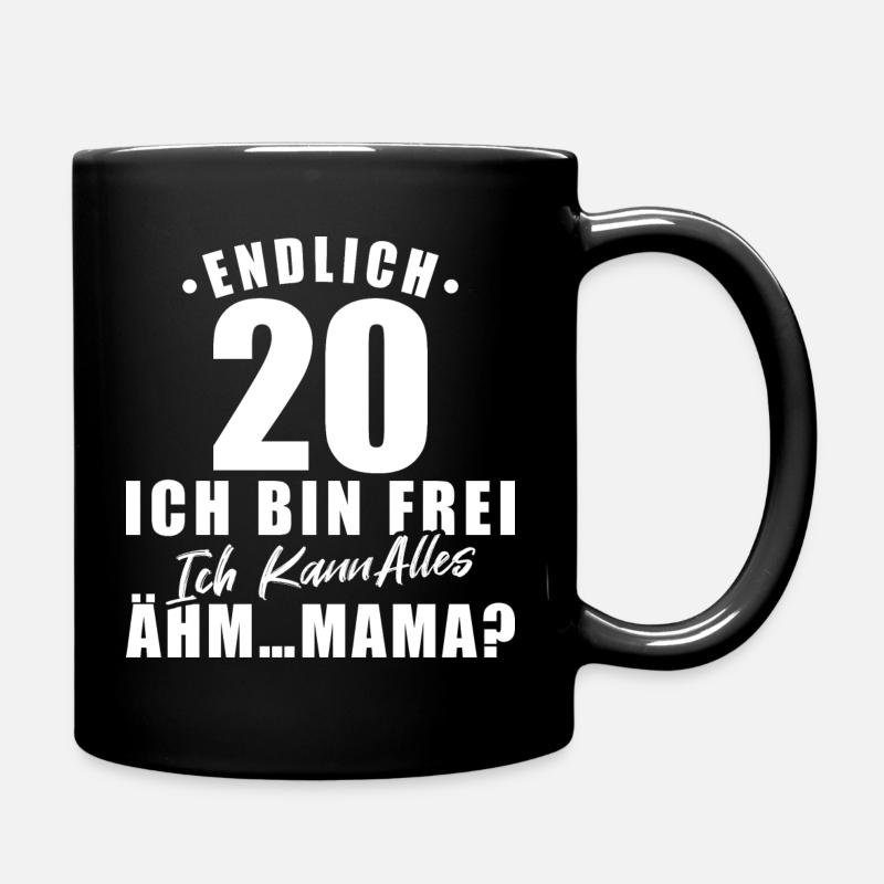 Lustiges 20. Geburtstag Geschenk Endlich 20 - Tasse einfarbig - Schwarz