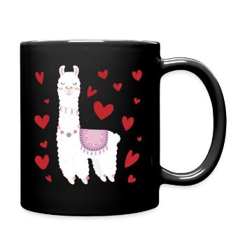 Valentine's Day Llama Alpaga Coeur Fille - Mug uni - noir - Droite