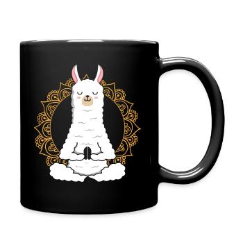 Yoga Llama Alpaca Namaste relaxing animal - Full Colour Mug - black - Right