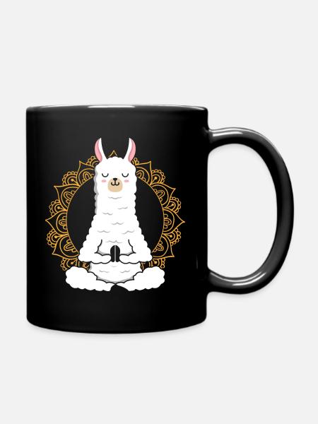 Yoga Llama Alpaga Namaste animal relaxant - Mug uni - noir