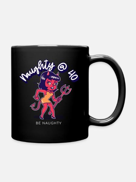 Naughty at 40 fun valentines day gift - Full Colour Mug - black