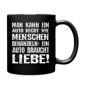 Auto liebe Menschen KFZ - Tasse einfarbig - Schwarz - Rechts