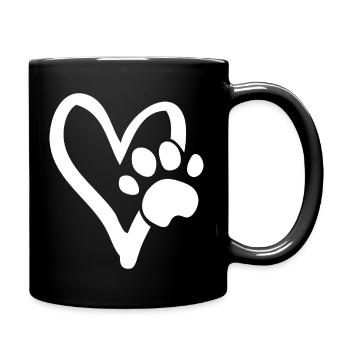 Paw heart - heart dog paw dog lover - Full Colour Mug - black - Right