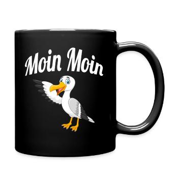 Moin Moin Möwe - Tasse einfarbig - Schwarz - Rechts