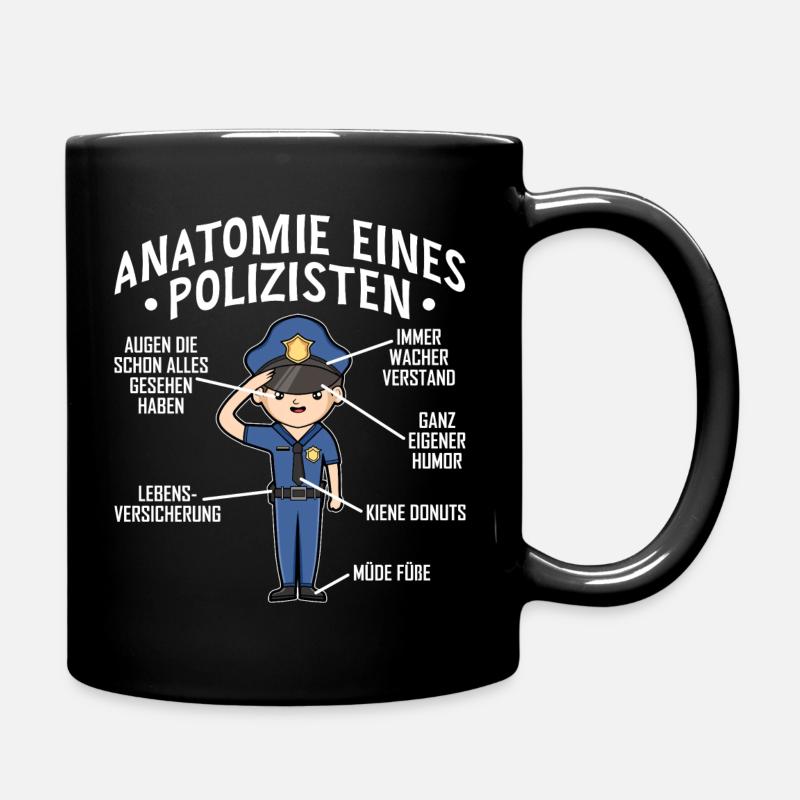 Polizist Anatomie Witziges Polizei Kollege - Tasse einfarbig - Schwarz
