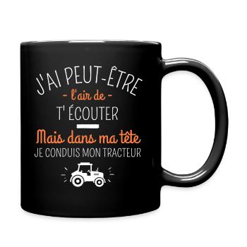 t shirt tracteur humour tracteur cadeau - Mug uni - noir - Droite