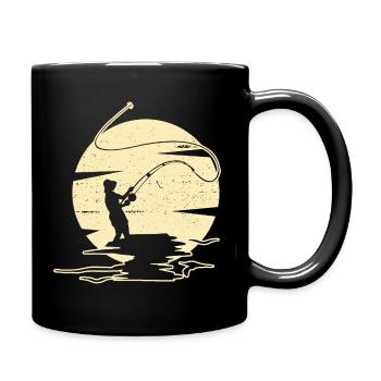 Fliegenfischen Fischen Angeln Angler Fischer - Tasse einfarbig - Schwarz - Rechts