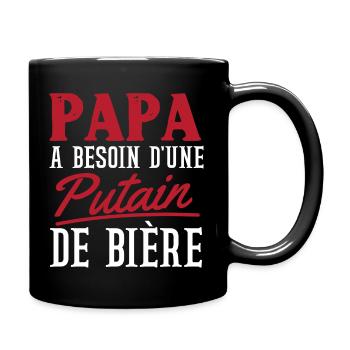 Papa bière cadeau humour drole - Mug uni - noir - Droite