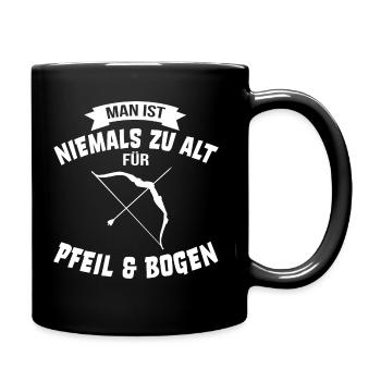 Nie zu alt für Pfeil und Bogen Bogenschütze Papa - Tasse einfarbig - Schwarz - Rechts