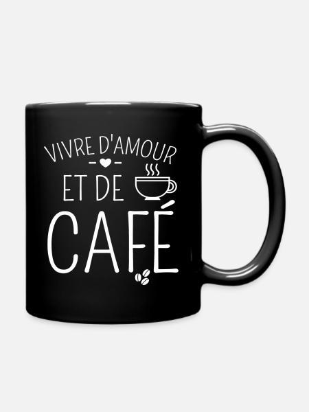vivre d'amour et de café humour café cadeau. - Mug uni - noir