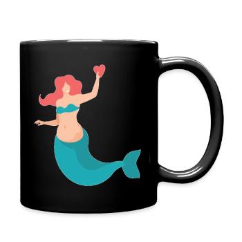 Meerjungfrau - Tasse einfarbig - Schwarz - Rechts