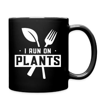 Ich Werde Von Pflanzen Angetrieben Pflanze Gemüse - Tasse einfarbig - Schwarz - Rechts