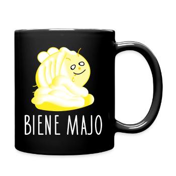 Lustige Biene nascht Majonaise - Tasse einfarbig - Schwarz - Rechts