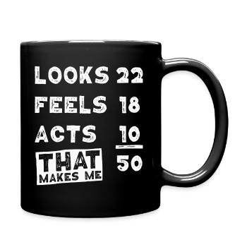 50th Birthday Saying 50 Years Gift - Full Colour Mug - black - Right