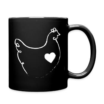 Strichzeichnung Huhn - Tasse einfarbig - Schwarz - Rechts