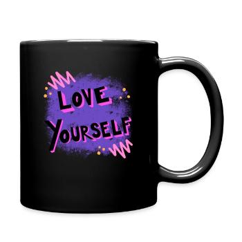 Love Yourself - Bright, Bold, Self Love - Full Colour Mug - black - Right
