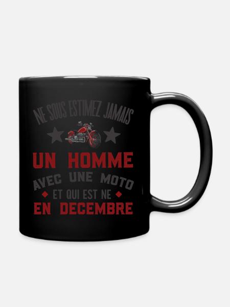 Cadeau humour homme moto, motard, biker, naissance - Mug uni - noir