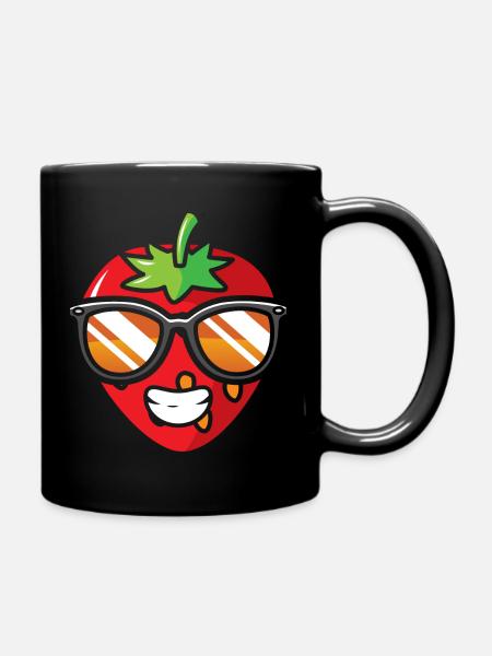 Erdbeere - Tasse einfarbig - Schwarz
