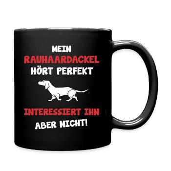 Rauhaarteckel Dackelfieber Geschenk - Tasse einfarbig - Schwarz - Rechts