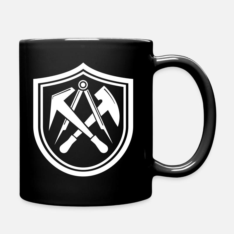 Dachdecker Zunftzeichen Wappen Schild - Tasse einfarbig - Schwarz