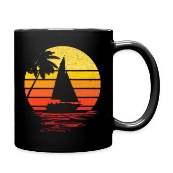 sailboat and sunset - water sport - Full Colour Mug - black - Right