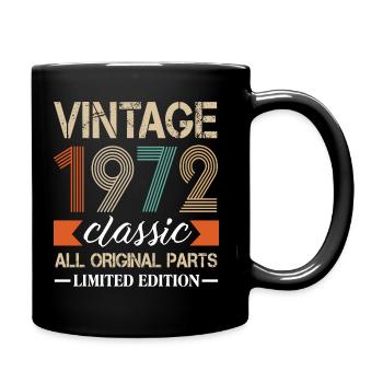 Jahrgang 1972 geboren Geburtsjahr Geburtstag Retro - Tasse einfarbig - Schwarz - Rechts