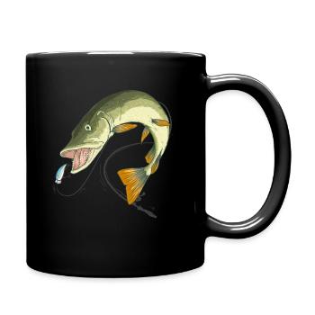 Pike Wobbler Fishing - Full Colour Mug - black - Right