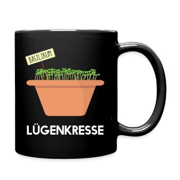 Lügenkresse - Kresse - Basilikum lügt - Tasse einfarbig - Schwarz - Rechts