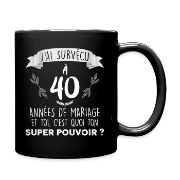 40 ans de mariage Cadeau Humour homme - Mug uni - noir - Droite