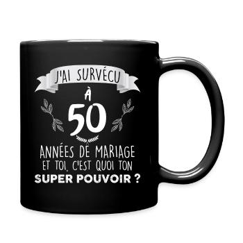 50 ans de mariage Idée cadeau humour Papa - Mug uni - noir - Droite
