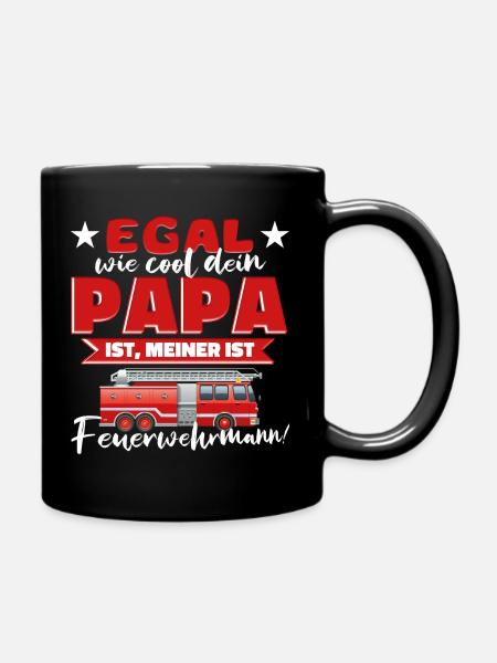Junge Mädchen Feuerwehr cooler Papa Feuerwehrmann - Tasse einfarbig - Schwarz