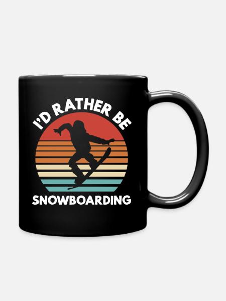 I'd Rather Be Snowboarding – Retro Look - Full Colour Mug - black