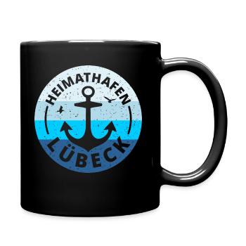 Lübeck- Heimathafen Lübeck Geschenk für Lübecker - Tasse einfarbig - Schwarz - Rechts