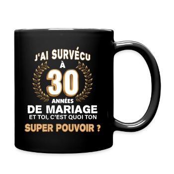 30 années de mariage Noces de Perle Cadeau mari - Mug uni - noir - Droite