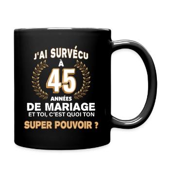 45 années de mariage noces de Vermeil Cadeau papa - Mug uni - noir - Droite