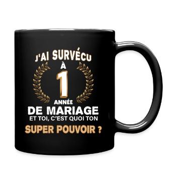Marié depuis 1 an humour mariage - Mug uni - noir - Droite