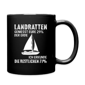 der erde ich erkunde die restlichen 71% - Tasse einfarbig - Schwarz - Rechts