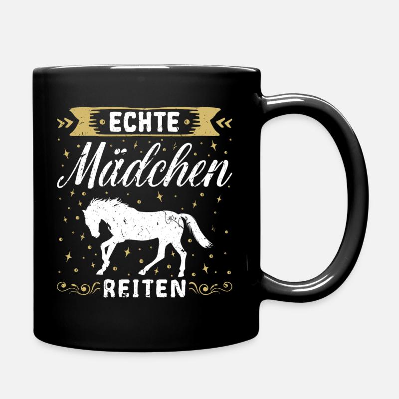Echte Mädchen Reiten Pferde Geschenk - Tasse einfarbig - Schwarz