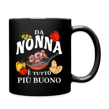 Bei Nonna schmeckt es am Besten - Geschenk für Oma - Tasse einfarbig - Schwarz - Rechts