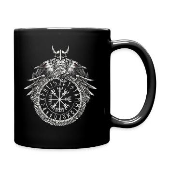 Wikinger Raben Kompass Runen - Tasse einfarbig - Schwarz - Rechts