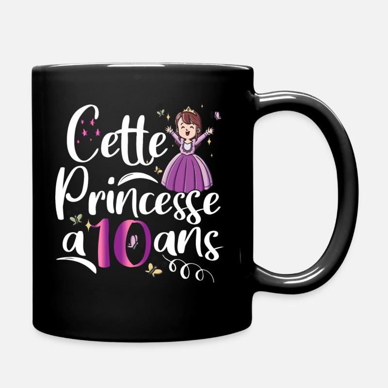 Anniversaire 10 ans Princesse Cadeau - Mug uni - noir