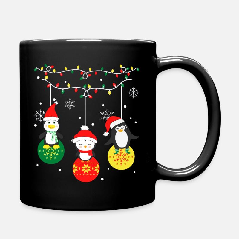 Pinguin Weihnachten - Tasse einfarbig - Schwarz